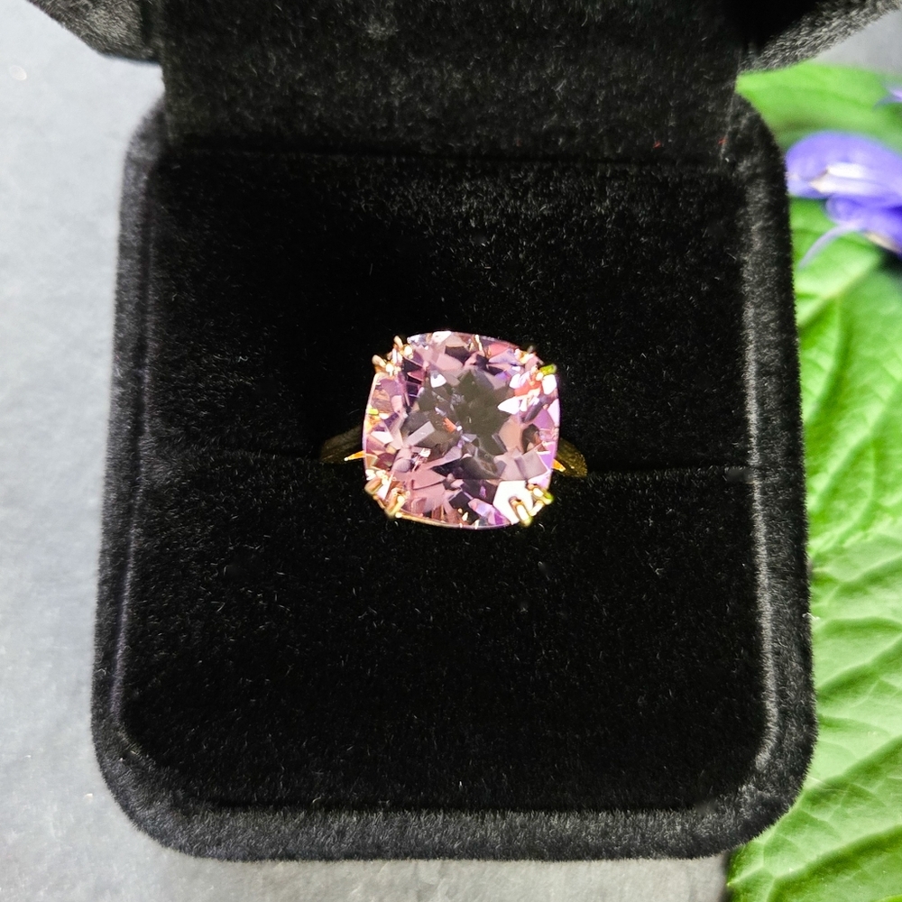 NIB Savvy Cie Pink Amethyst 18k Gold Plated Silver Cocktail Ring - Picture 10 of 14
